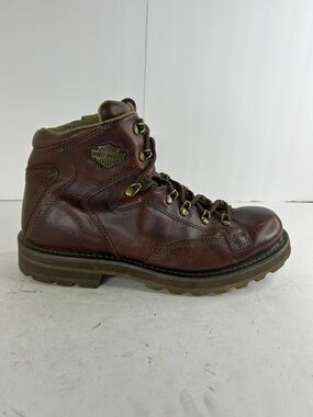 Harley-Davidson Brown Leather Lace-Up Motorcycle Boot